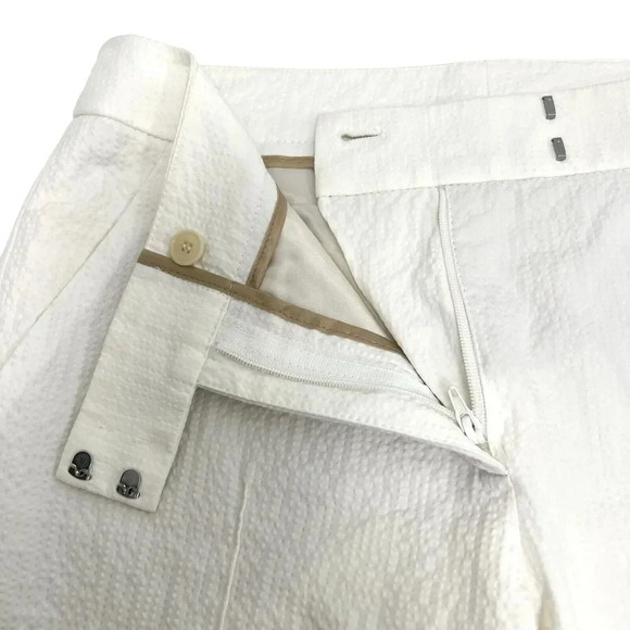 Akris Punto Textured Crop Cotton Cream Ivory Pants Dressy Preppy Trousers Size 2 - Picture 8 of 10